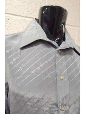 Vintage 70s GIVENCHY Chesa Shirt Signature Logo Button Down Periwinkle Size L 50